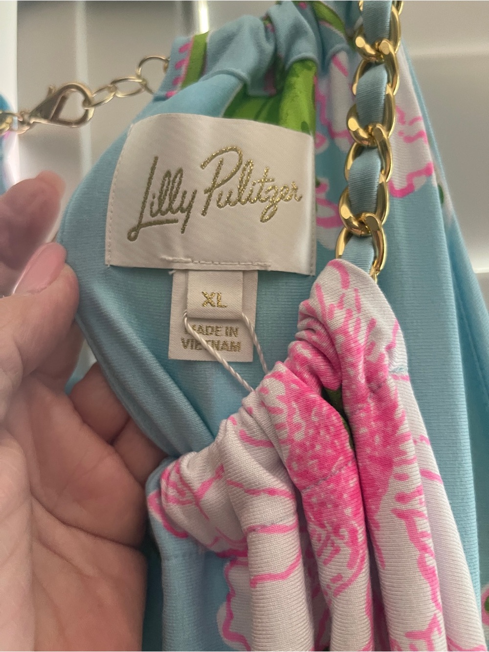 Lilly Pulitzer Light Blue Dress with Pink & Green Floral Accents - Picture 2 of 5